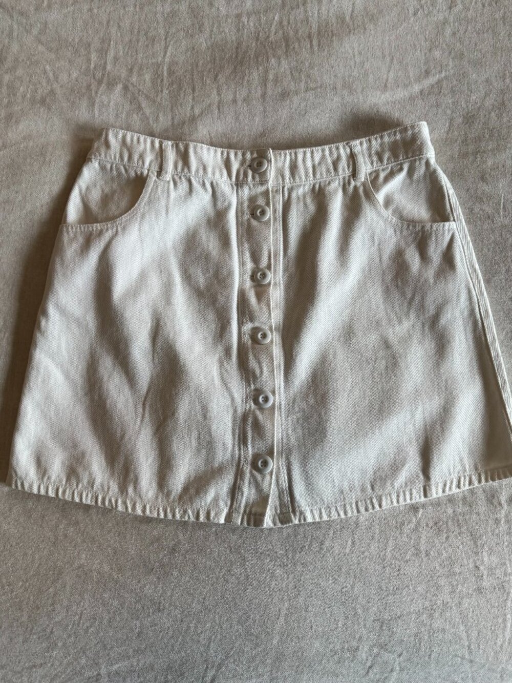 Jungmaven Women's Hemp Organic Cotton Denim Miniskirt Large White